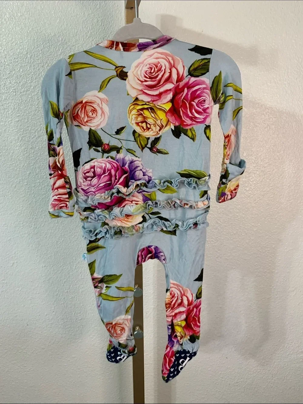 Posh Peanut- Bamboo Floral Print Baby One-Piece Zipper Romper - 0-3M